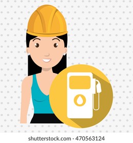 woman gallon gasoline icon vector illustration graphic