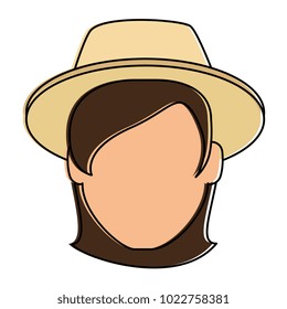 woman gardener with hat avatar character