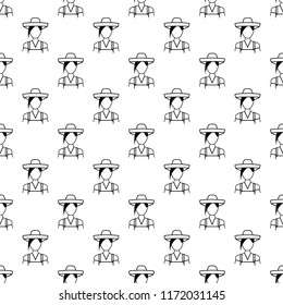 woman gardener icon in pattern style. 