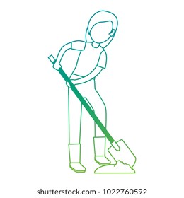 woman gardener with shovel avatar character