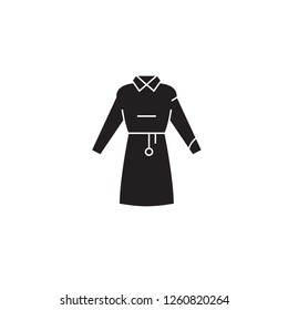 Woman garment black vector concept icon. Woman garment flat illustration, sign