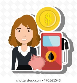 woman gasoline station vector illustration graphic eps 10