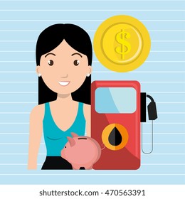 woman gasoline station vector illustration graphic eps 10