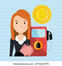 woman gasoline station vector illustration graphic eps 10