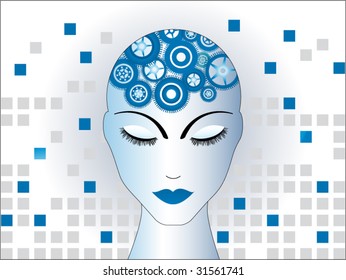 woman with gears concept