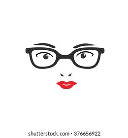 Woman Geek Logo Vector Illustration