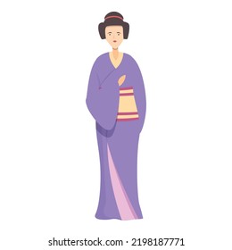 Woman geisha icon cartoon vector. Japan female. Style art