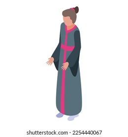 Woman geisha icon isometric vector. Art girl. Female style