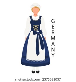 Woman in German national traditional costume. Culture and traditions of Germany. Illustration, vector