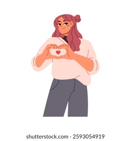 Woman gesturing heart with her hands