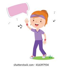 Woman gesturing. Vector illustration of a young woman in sport wear gesturing.