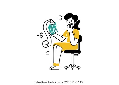 Woman get lost Finance Management Illustration