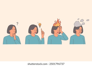 Woman gets burnt out after brainstorming and finding right solution for complex problem. Girl who came up with idea to solve problem became victim of burnout due to intense pressure