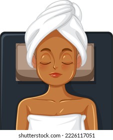 Woman gets facial massage spa illustration