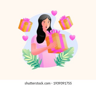 a woman gets a gift box