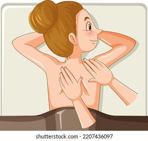 A woman getting back massage spa illustration