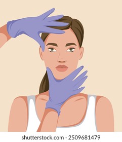 Woman getting facial massage. Beauty treatments. Facelift. Vector template for advertising, website, banner, posters, cover