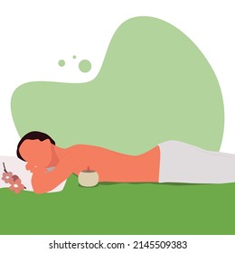 Mujer recibiendo masaje en el spa. Ilustración vectorial. Cartel, volante, pancarta, postal.
