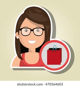 woman gift present bag vector illustration graphic