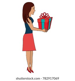 woman with giftbox present