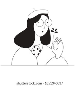 woman girl art line retro vector