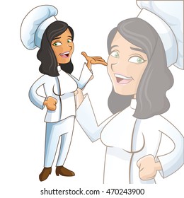 woman girl chef chefs hat person kitchen restaurant icon. Cartoon and anime design. Vector illustration