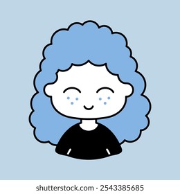 Woman girl with curly hairstyle vector icon. Avatar character portrait signs. Graph symbol for your web site design, logo, app, UI
