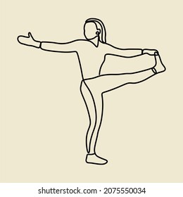 woman girl do yoga pose activity oneline continuous line art