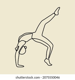 woman girl do yoga pose activity oneline continuous line art