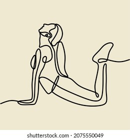 woman girl do yoga pose activity oneline continuous line art