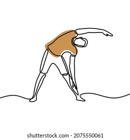 woman girl do yoga pose activity oneline continuous single line art