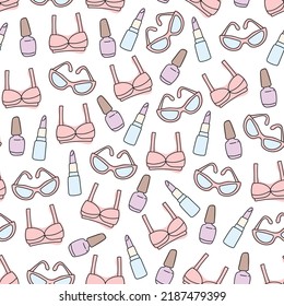 Woman girl fashion stuff things seamless pattern design graphic element illustration