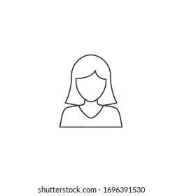 Woman, girl or female line icon. Vector isolated outline sign.
