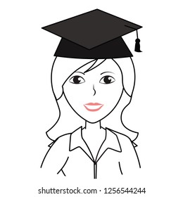 Woman girl female Student wearing education diploma hat