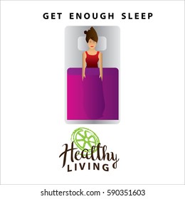 woman / girl having a good sleep activity for healthy living. vector illustration