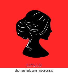 woman, girl, head, icon, vector illustration EPS 10