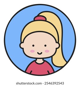 Woman girl head with ponytail vector icon. Avatar character portrait signs. Graph symbol for your web site design, logo, app, UI