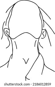 Woman girl head vector hand drawn line art illustration. One Line style drawing
