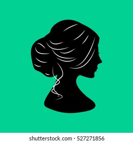 woman, girl, head, vector icon, eps10