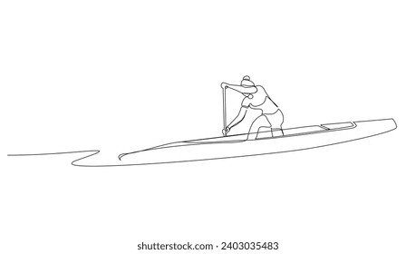 woman girl kayak canoe boat water sport race activity lifestyle one line art design