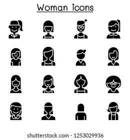 Woman, Girl, lady, female, Mom icon set