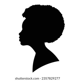 woman, girl portrait african american woman silhouette on white background vector