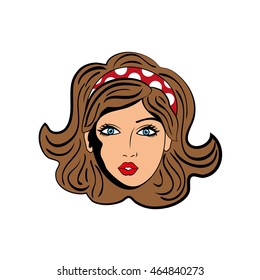 woman girl retro hair pop art icon. Isolated and flat illustration. Vector graphic