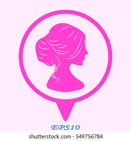 woman, girl, silhouette head, icon, vector illustration eps10