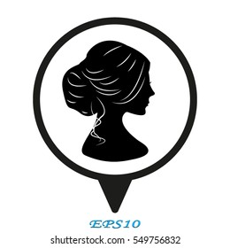 woman, girl, silhouette head, icon, vector illustration eps10
