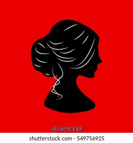 woman, girl, silhouette head, icon, vector illustration eps10