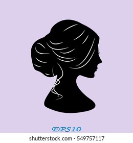 woman, girl, silhouette head, icon, vector illustration eps10