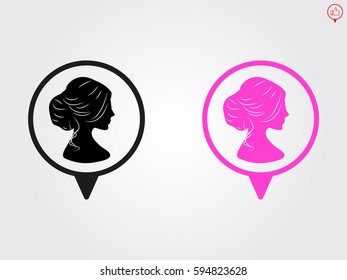 woman, girl, silhouette head, icon, vector illustration eps10