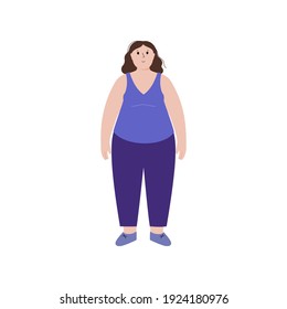 Woman or girl silhouette with obese figure. Female person with overweight. High BMI range. Adult or child character with big fat level. Result of absence diet and healthy lifestyle vector illustration