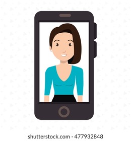 woman girl smartphone icon